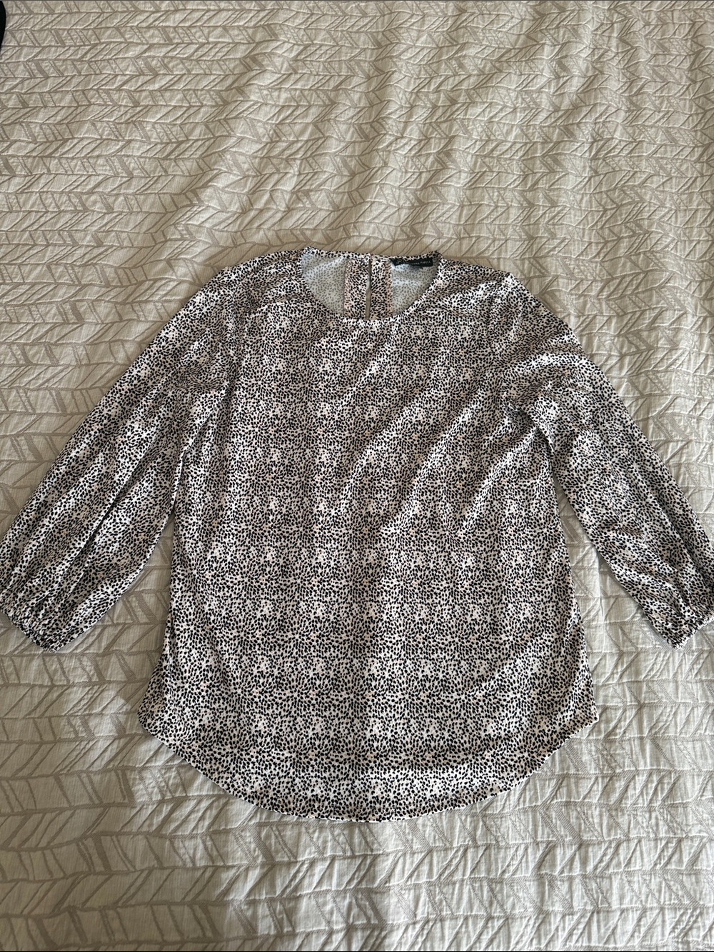 Adrianna Papell Black and White Brown Dotted ( leopard)Print Blouse